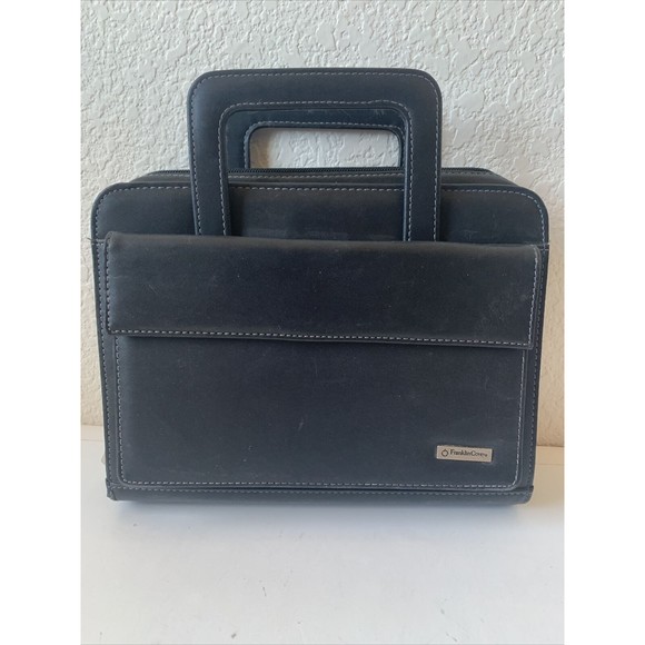 Bags Franklin Covey Classic Black Faux Leather Zip Planner Binder